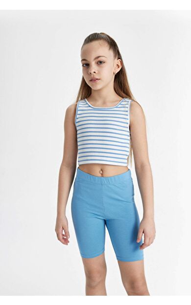 DeFactoFit Kız Çocuk Bisiklet Yaka Çizgili Atlet Z7814A624SMBE339