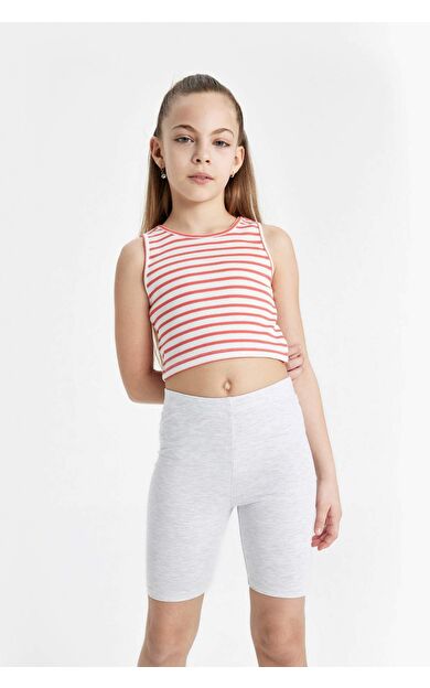 DeFactoFit Kız Çocuk Bisiklet Yaka Çizgili Atlet Z7814A624SMRD64