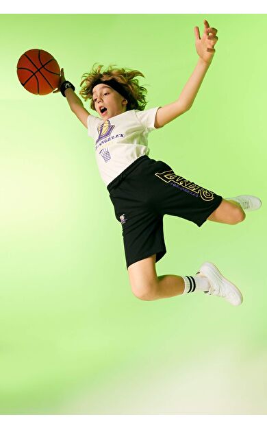 Erkek Çocuk Regular Fit NBA Los Angeles Lakers Şort Siyah