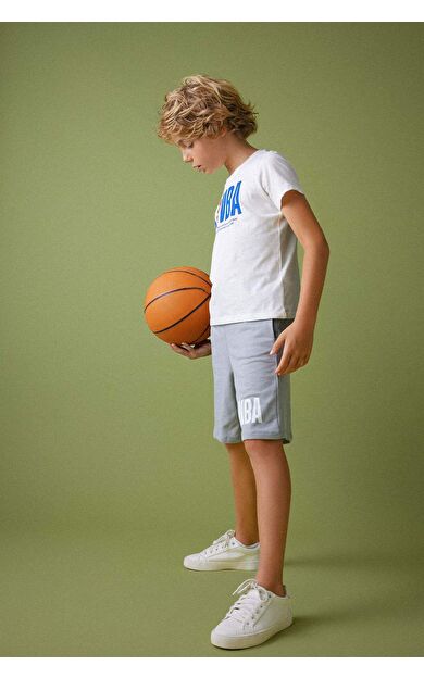 DeFactoFit Erkek Çocuk Regular Fit NBA Şort Gri