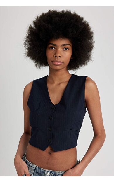 DeFactoFit Regular Fit Düğmeli Blazer Yelek