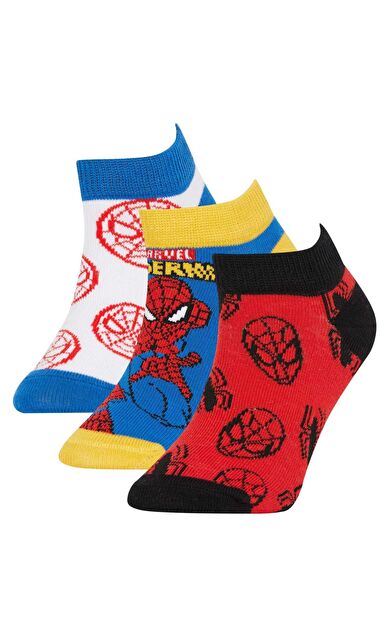 DeFactoFit Erkek Çocuk Marvel Spiderman 3'lü Pamuklu Patik Çorap Çok Renkli Z9028A6NSKR1