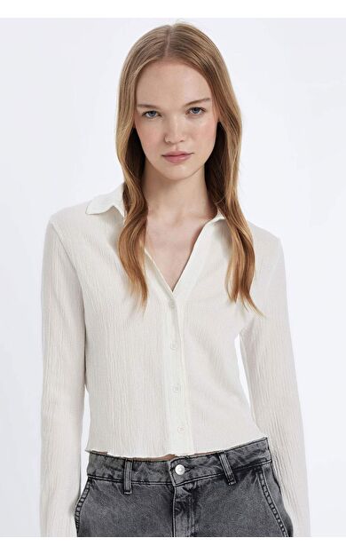 DeFactoFit Coool Fitted Bürümcük Uzun Kollu Gömlek A0012AX24AUWT32