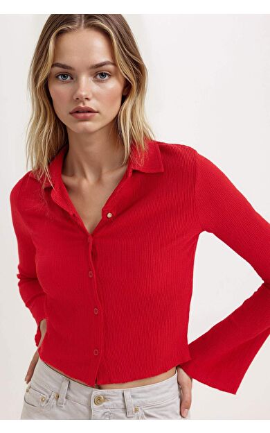 Coool Fitted Bürümcük Uzun Kollu Gömlek