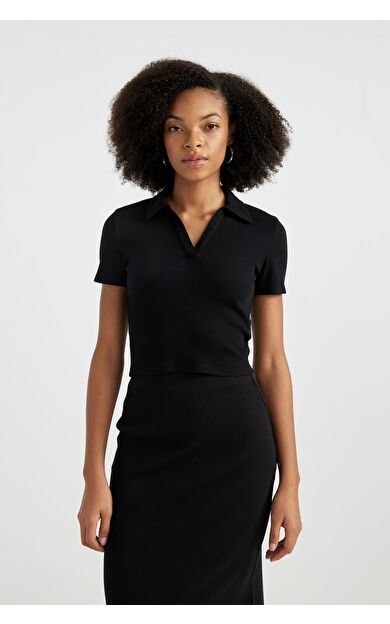 DeFacto Fitted Polo Yaka Kısa Kollu Tişört A0379AX24SMBK81