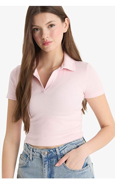 DeFacto Fitted Polo Yaka Fitilli Kaşkorse Kısa Kollu Tişört A0379AX25SMPN648