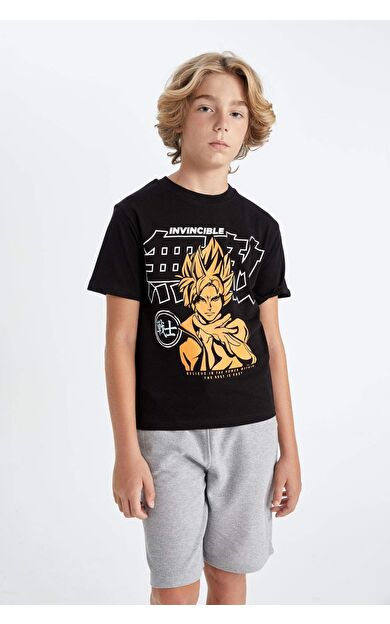 DeFactoFit Erkek Çocuk Bisiklet Yaka Baskılı Kısa Kollu Tişört A0449A824HSBK81