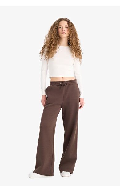 DeFacto Straight Fit Beli Bağcıklı Cepli Düz Paça Eşofman Altı