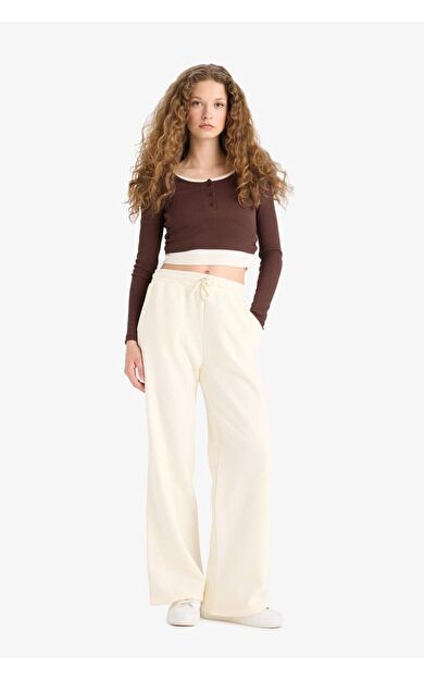 DeFacto Straight Fit Beli Bağcıklı Cepli Düz Paça Eşofman Altı