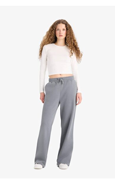 DeFacto Straight Fit Beli Bağcıklı Cepli Düz Paça Eşofman Altı