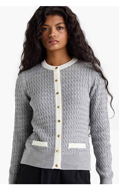 Fitted Bisiklet Yaka Hırka