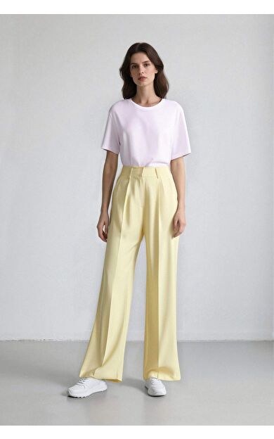 Afra x Defacto Wide Leg Tensel Kumaş Pantolon Cepli Yüksek Bel Geniş Paça A1138AX25SPYL504