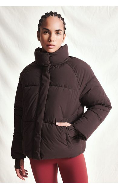 DeFacto Rüzgar Geçirmez Su İtici Regular Fit Dik Yaka Reglan Kol Kışlık Şişme Mont Kahve