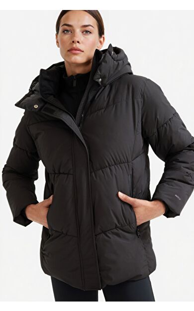 DeFacto Defactofit Su İtici Regular Fit Yarım Polar Astarlı Kapüşonlu Fermuarlı Kışlık Mont