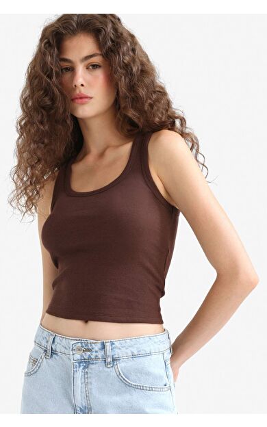 Fitted U Yaka Basic Düz Fitilli Kaşkorse Atlet