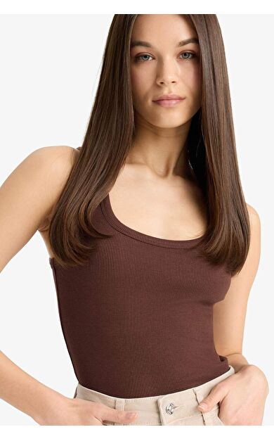 Fitted U Yaka Bsic Düz Fitilli Kaşkorse Atlet