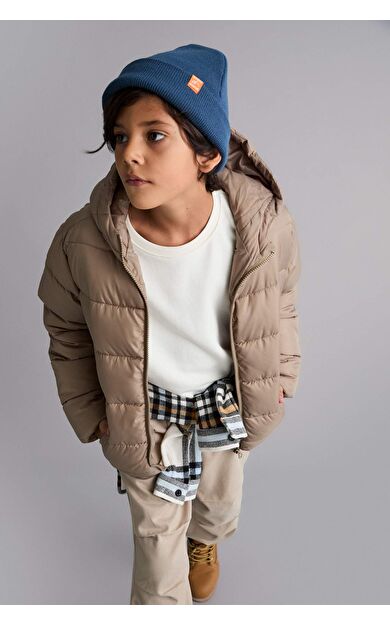 Erkek Çocuk Su Geçirmez Kapüşonlu Fermuarlı Şişme Mont A1875A825AUBG406