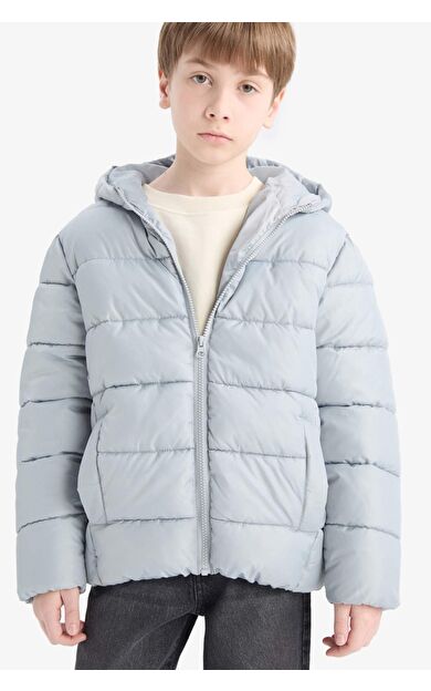Erkek Çocuk Su İtici Kapüşonlu Fermuarlı Şişme Mont A1875A825AUGR91