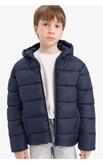 Erkek Çocuk Su Geçirmez Kapüşonlu Fermuarlı Şişme Mont A1875A825AUNV94