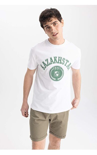 DeFacto Regular Fit Bisiklet Yaka Baskılı Kısa Kollu Tişört