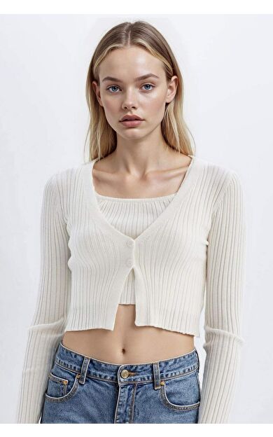 DeFactoFit Regular Fit V Yaka Triko Hırka