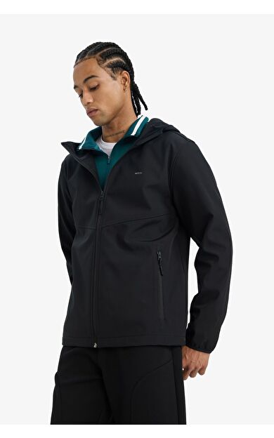 DeFacto DeFactoFit Su İtici Regular Fit Kapüşonlu Fermuarlı Softshell Yağmurluk