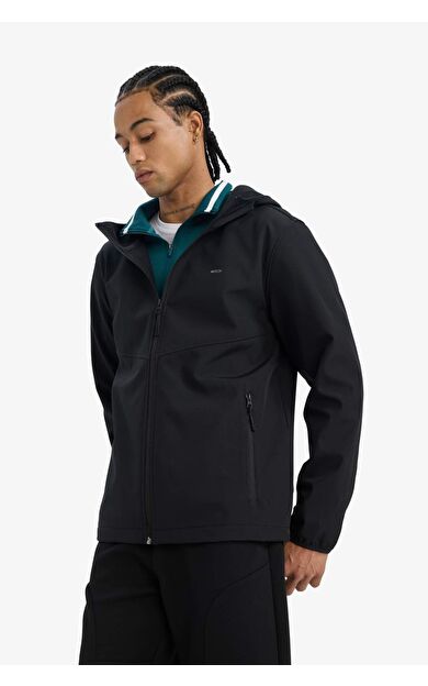 DeFactoFit Su İtici Regular Fit Kapüşonlu Fermuarlı Softshell Yağmurluk