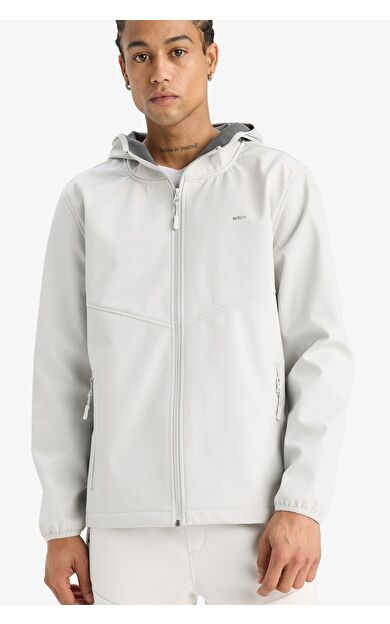 DeFacto DeFactoFit Su İtici Regular Fit Kapüşonlu Fermuarlı Softshell Yağmurluk