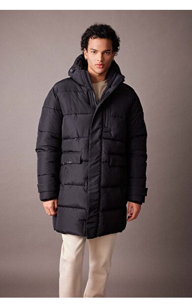 DeFacto Su İtici Regular Fit Kapüşonlu Parka İpek Kumaş Parka