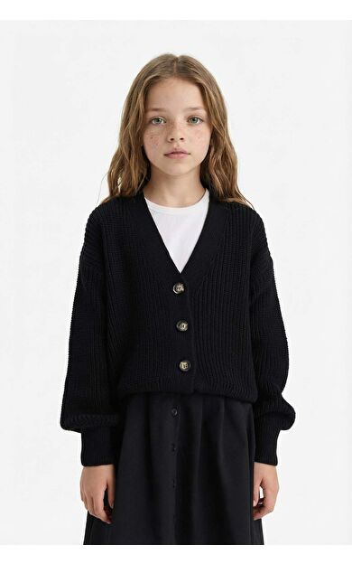 DeFacto Kız Çocuk V Yaka Hırka A2298A825AUBK27