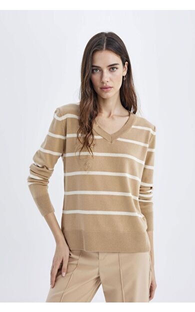 DeFacto DeFactoFit Relax Fit V Yaka Kazak A2359AX24WNBG716