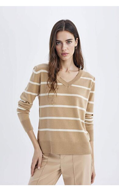 DeFacto DeFactoFit Relax Fit V Yaka Kazak A2359AX24WNBG716