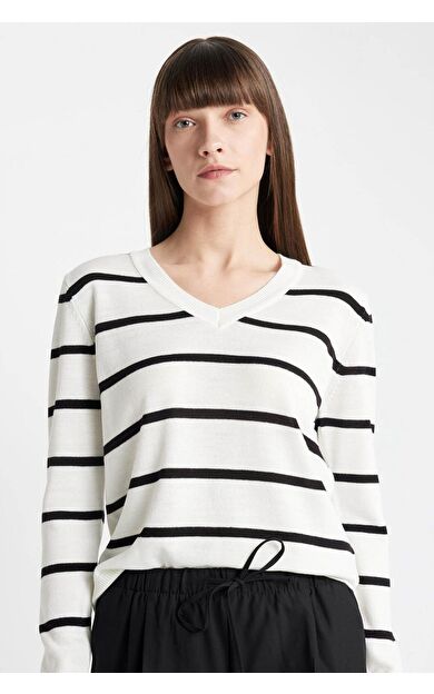DeFacto DeFactoFit Relax Fit V Yaka Kazak A2359AX24WNER105