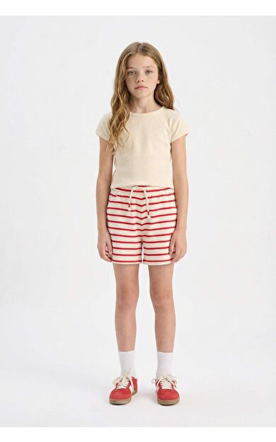 DeFacto Kız Çocuk Beli Lastikli Çizgili Şort A2466A825HSRD256