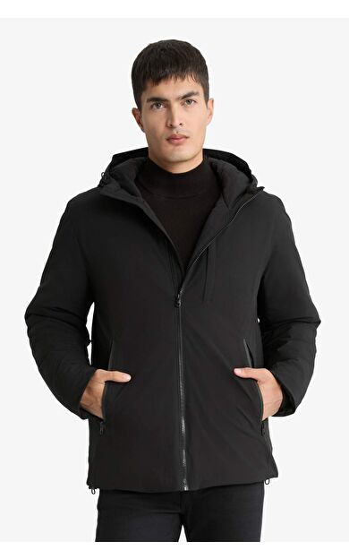 Su İtici Regular Fit Kapüşonlu Fermuarlı Cepli Mont
