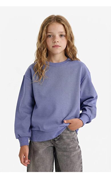 DeFacto Kız Çocuk Relax Fit Bisiklet Yaka Basic Düz Sweatshirt A2797A825AUPR510