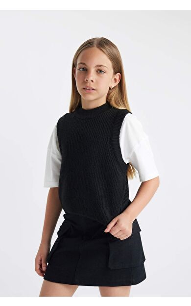 DeFactoFit Kız Çocuk Bisiklet Yaka Süveter A2894A824AUBK27