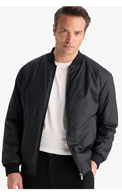 DeFacto Slim Fit Dar Kesim Kolej Yaka Fermuarlı Su Geçirmez Bomber Mont