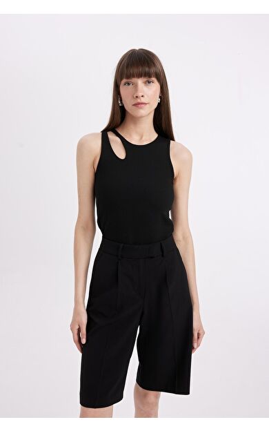 DeFacto Slim Fit Bisiklet Yaka Fitilli Kaşkorse Atlet A3422AX24SPBK81