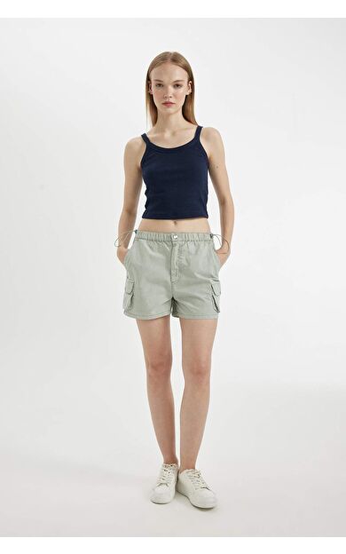 DeFacto DeFactoFit Coool Regular Fit Normal Bel Kısa Paça Gabardin Şort A3688AX24HSGN1128