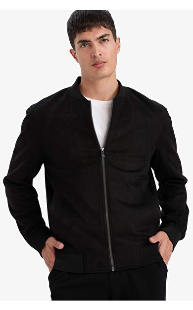 Slım Fıt Kolej Yaka Bomber Süet Mont
