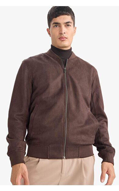 Slım Fıt Kolej Yaka Bomber Süet Mont