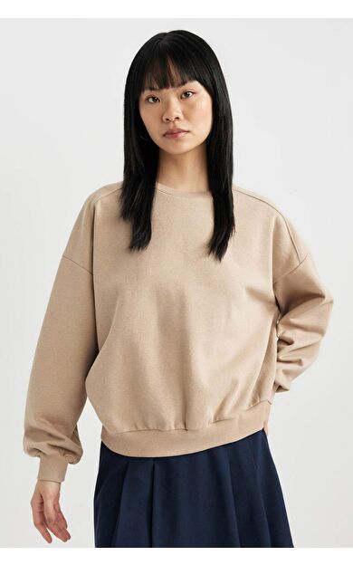 DeFacto DeFactoFit Coool Oversize Fit Bisiklet Yaka Kalın Kumaş Sweatshirt