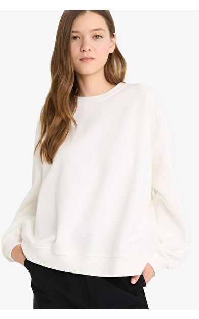 Coool Oversize Geniş Kalıp Bisiklet Yaka Kalın Kumaş Sweatshirt