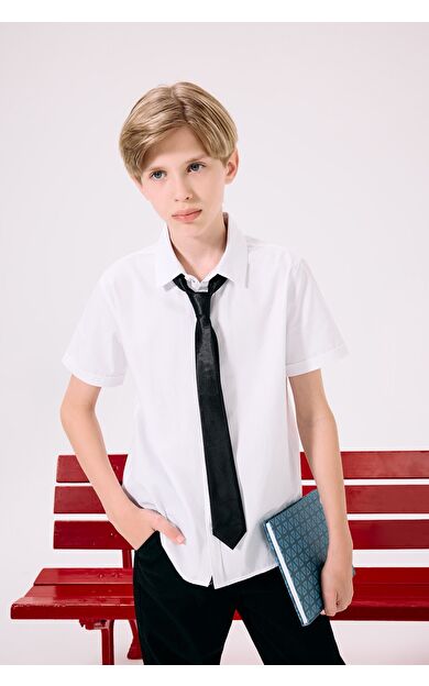 DeFacto Erkek Çocuk Okula Dönüş Regular Fit Polo Yaka Poplin Kısa Kollu Gömlek