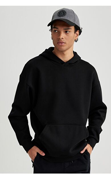 DeFacto Oversize Fit Kapüşonlu Sweatshirt A4331AX23AUBK81