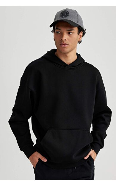 DeFacto Oversize Fit Kapüşonlu Sweatshirt A4331AX23AUBK81