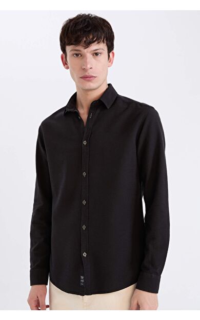 DeFacto Slim Fit Dar Kesim Pamuklu Uzun Kollu Gömlek A4644AX24AUBK27