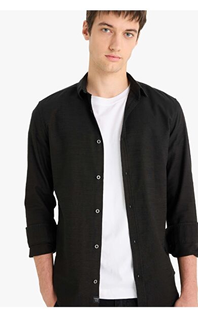 DeFacto Slim Fit Dar Kesim Pamuklu Uzun Kollu Gömlek