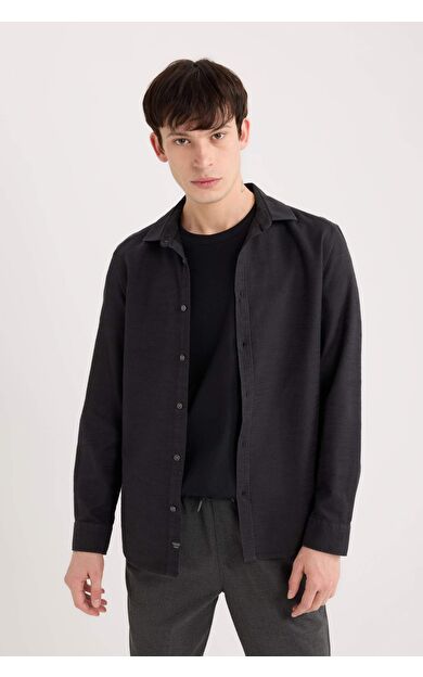 DeFacto Slim Fit Dar Kesim Pamuklu Uzun Kollu Gömlek A4644AX25SPBK81